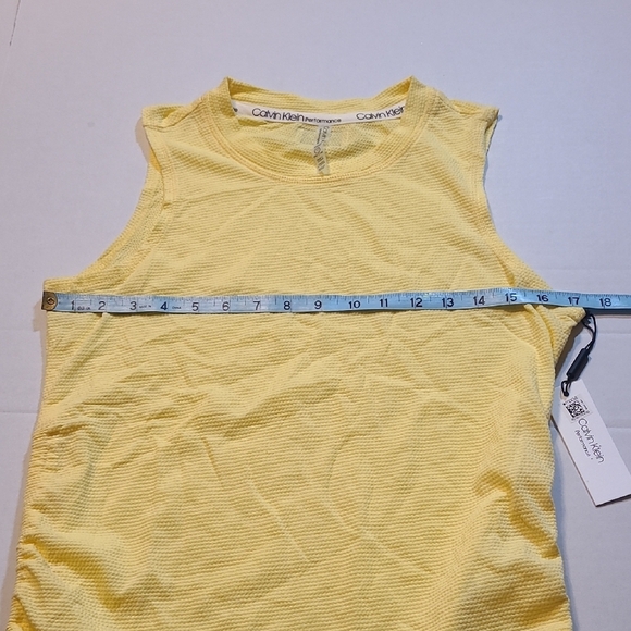 Calvin Klein Performance Yellow Sleeveless Women's Top Small Runched Sides NWT - Picture 7 of 9
